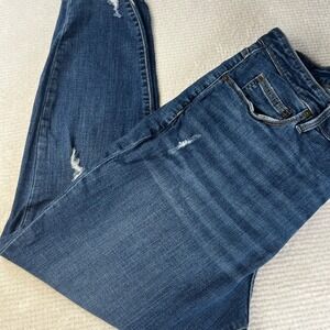 Ava & Viv Womens 20W Distressed Skinny Jeans Medium Wash Blue Frayed Hem RN17730